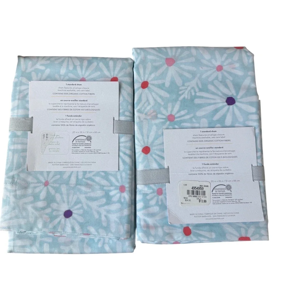 NEW Margherita Missoni Pottery Barn Kids Organic Daisy Sham Set 2 Blue Standard